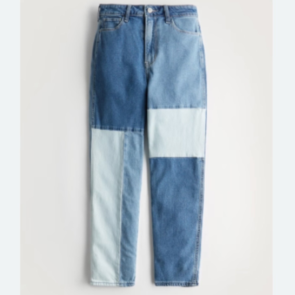 HOLLISTER Y2K 1990s Ultra High Rise Patchwork Mom Jeans • size 00 (23x27)